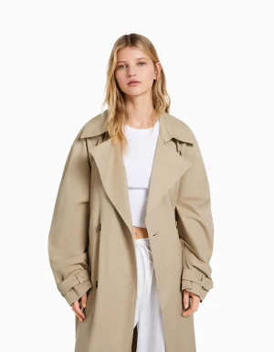 Abrigo trench algodón-BERSHKA Discount