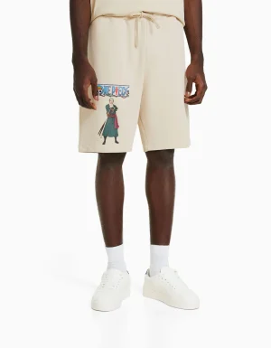 Bermuda felpa print One Piece-BERSHKA Shop