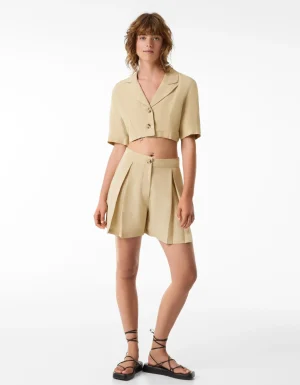 Blazer cropped manga corta-BERSHKA Sale