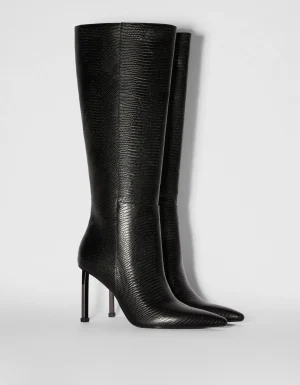 Botas grabadas tacón fino-BERSHKA Outlet