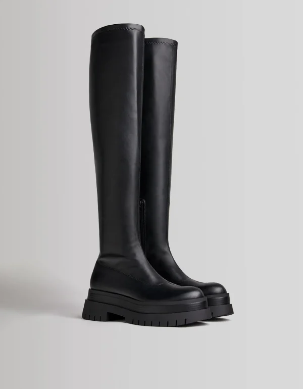 Botas planas XL suela track-BERSHKA New