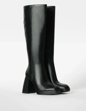 Botas tacón mini plataforma-BERSHKA Discount