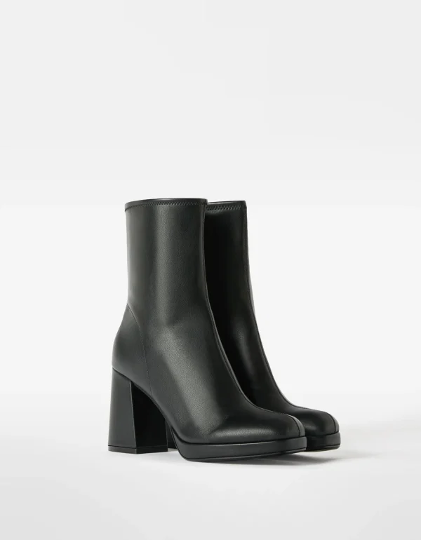 Botines tacón mini plataforma ajustados-BERSHKA Flash Sale