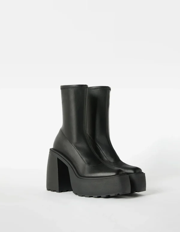 Botines tacón plataforma ajustados-BERSHKA Flash Sale