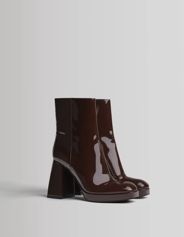 Botines tacón plataforma charol-BERSHKA Sale