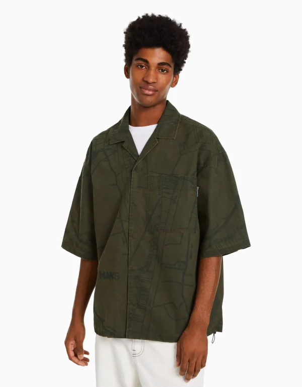 Camisa manga corta 24h LE MANS-BERSHKA Flash Sale