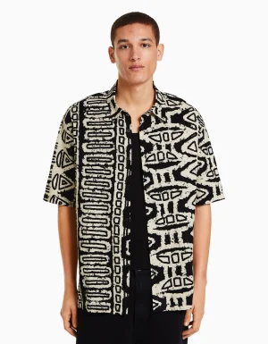 Camisa manga corta print-BERSHKA Fashion
