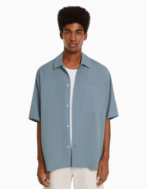 Camisa manga corta relaxed fit-BERSHKA Cheap