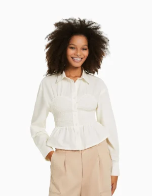 Camisa manga larga detalle-BERSHKA Shop