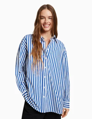Camisa manga larga oversize popelín-BERSHKA Fashion