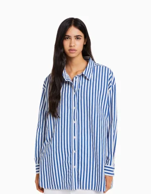 Camisa manga larga oversize popelín-BERSHKA Discount