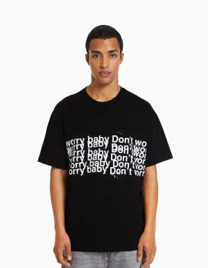 Camiseta manga corta boxy fit parches-BERSHKA Online
