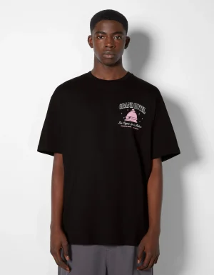 Camiseta manga corta boxy fit print-BERSHKA Clearance