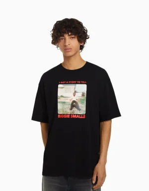 Camiseta manga corta boxy fit print The Notorious B.I.G.-BERSHKA Hot