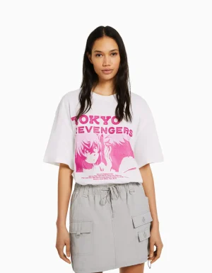 Camiseta manga corta boxy fit print TOKYO REVENGERS-BERSHKA Clearance