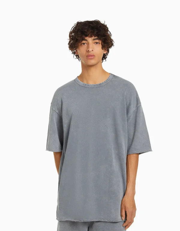 Camiseta manga corta efecto lavado-BERSHKA Sale