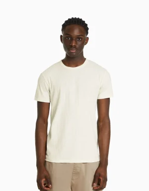 Camiseta manga corta muscle fit canalé-BERSHKA Sale