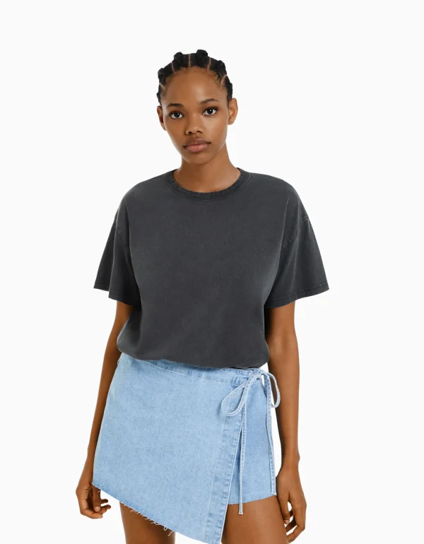 Camiseta manga corta oversize-BERSHKA Cheap