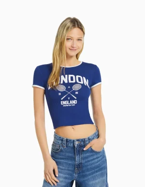 Camiseta manga corta print-BERSHKA New