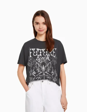 Camiseta manga corta print-BERSHKA Sale