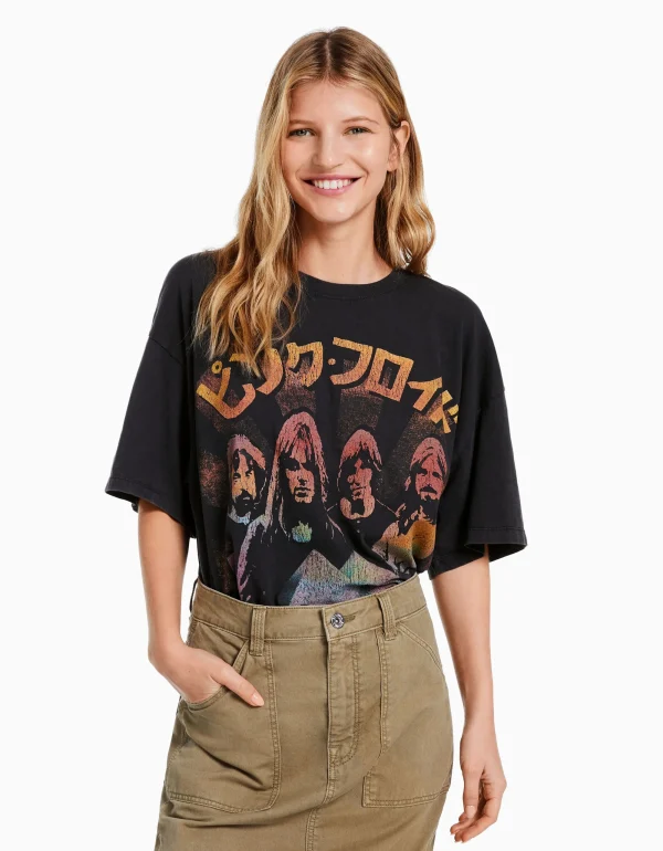 Camiseta manga corta print Pink Floyd-BERSHKA Sale