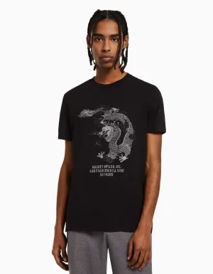 Camiseta manga corta regular fit print-BERSHKA Cheap