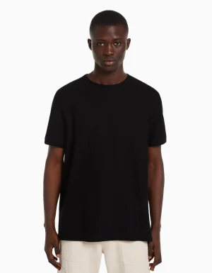 Camiseta manga corta textura-BERSHKA Sale