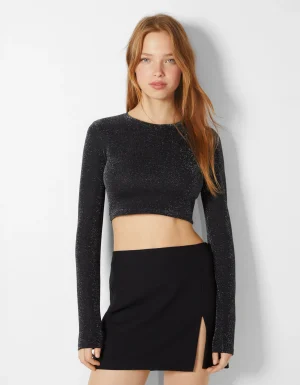 Camiseta manga larga ajustada-BERSHKA Cheap