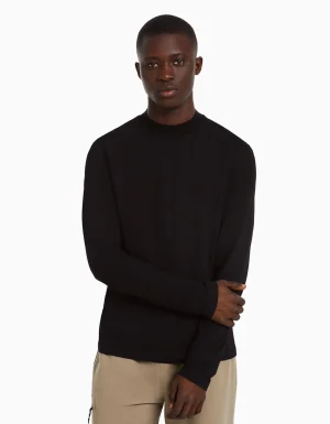 Camiseta manga larga cuello perkins-BERSHKA Outlet