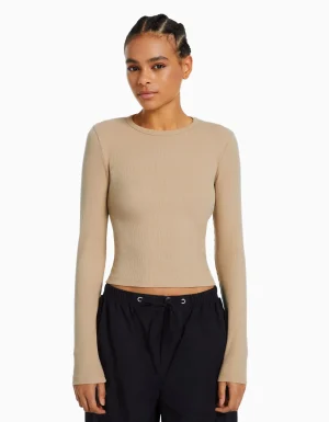 Camiseta manga larga rib-BERSHKA Store
