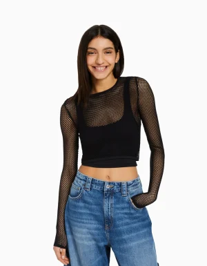 Camiseta manga larga seamless red-BERSHKA Sale