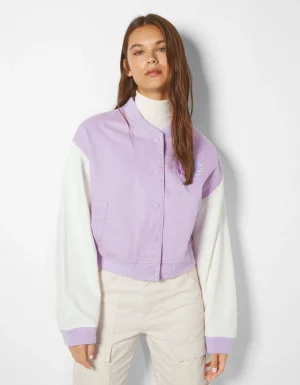 Cazadora bomber varsity mangas contraste-BERSHKA Shop