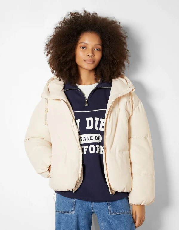 Cazadora puffy oversize capucha-BERSHKA Online