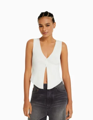 Chaleco punto botones-BERSHKA New