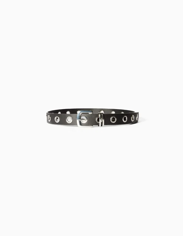 Cinturón efecto piel eyelets-BERSHKA Discount