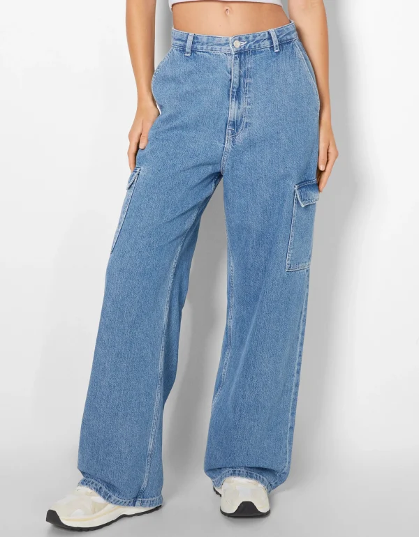 Jeans cargo wide-BERSHKA Discount