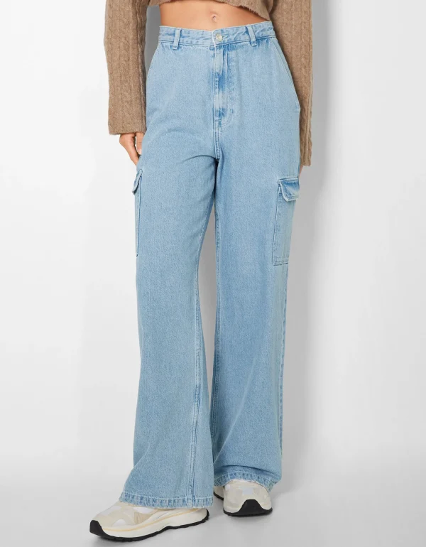Jeans cargo wide-BERSHKA Flash Sale