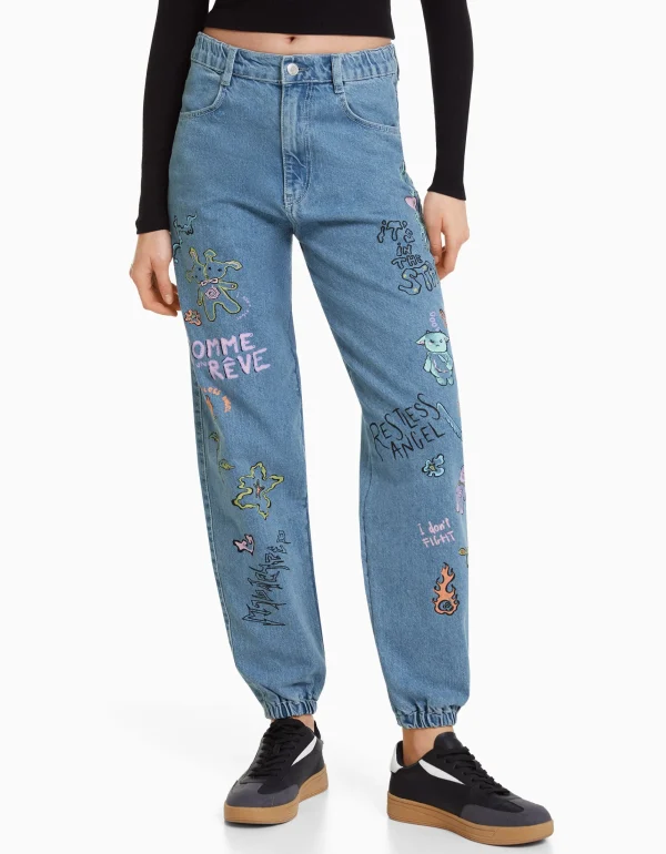 Jeans jogger grafiti-BERSHKA Best Sale