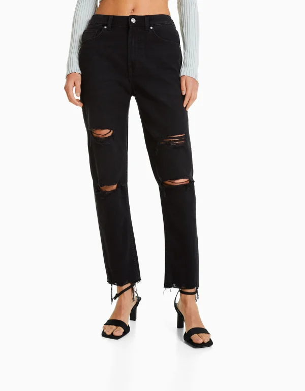 Jeans mom rotos-BERSHKA Cheap