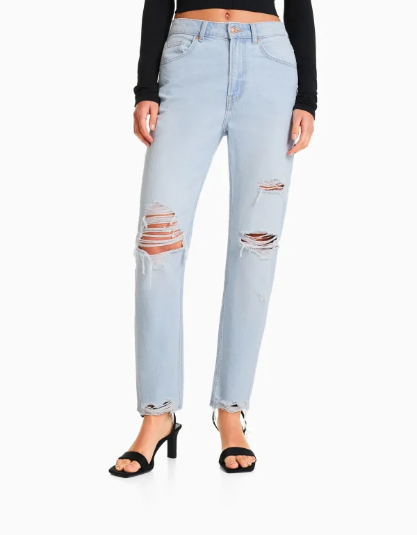 Jeans mom rotos-BERSHKA Fashion