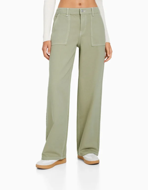 Jeans 90´s cintura elástica bolsillos-BERSHKA Flash Sale