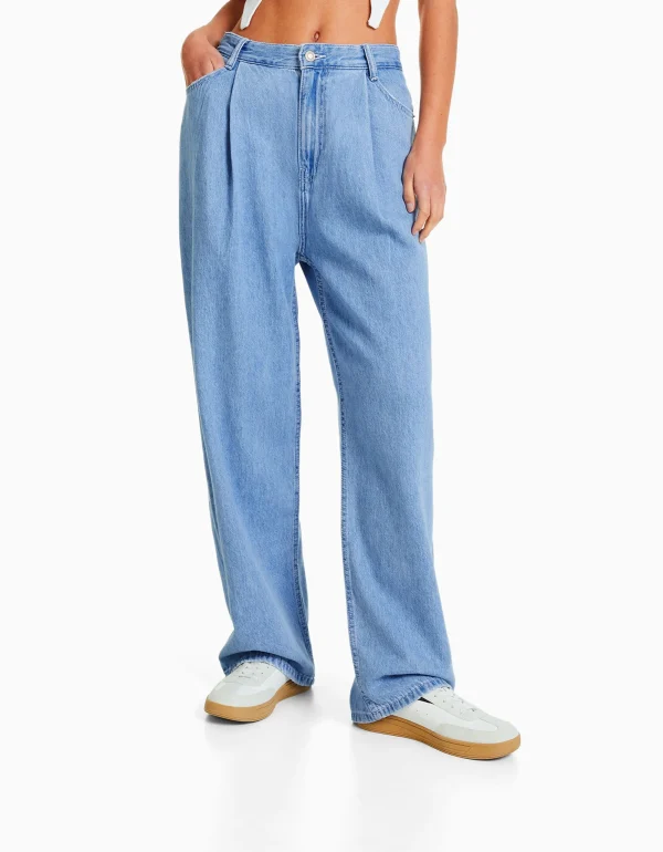 Jeans 90's pliegues-BERSHKA Cheap