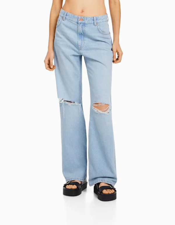 Jeans 90's wide leg rotos-BERSHKA Store