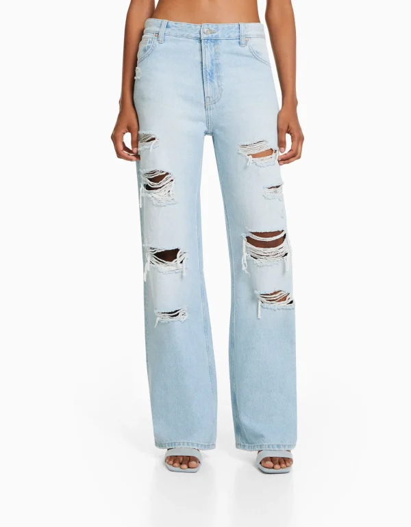 Jeans 90's wide leg rotos-BERSHKA Hot
