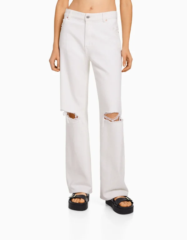 Jeans 90's wide leg rotos-BERSHKA Outlet