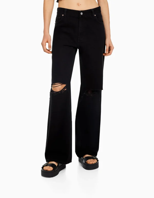 Jeans 90's wide leg rotos-BERSHKA Hot