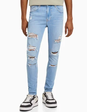 Jeans super skinny rotos-BERSHKA Cheap