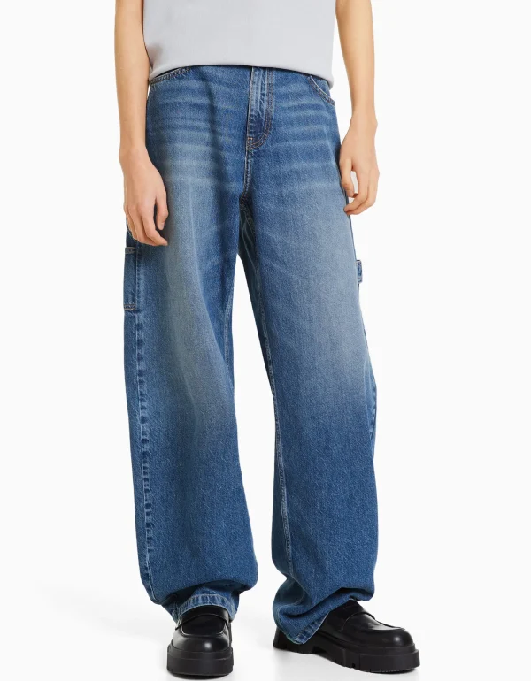 Jeans wide leg balloon carpenter detalle-BERSHKA Store