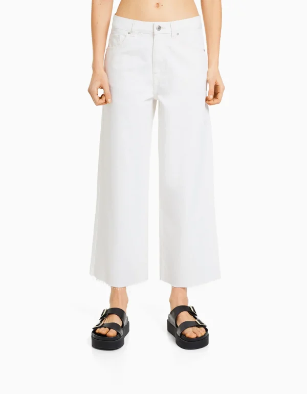 Jeans wide leg cropped-BERSHKA Cheap