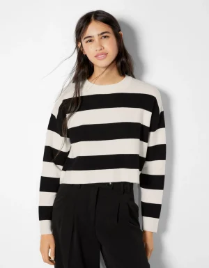 Jersey cuello redondo punto-BERSHKA Shop